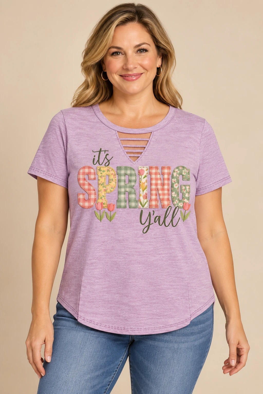 Spring Yall Patchwork, Lilac: front